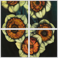 Yellow & Orange Daisy, 2006, oil on canvas, 48" x 48", 4 panels